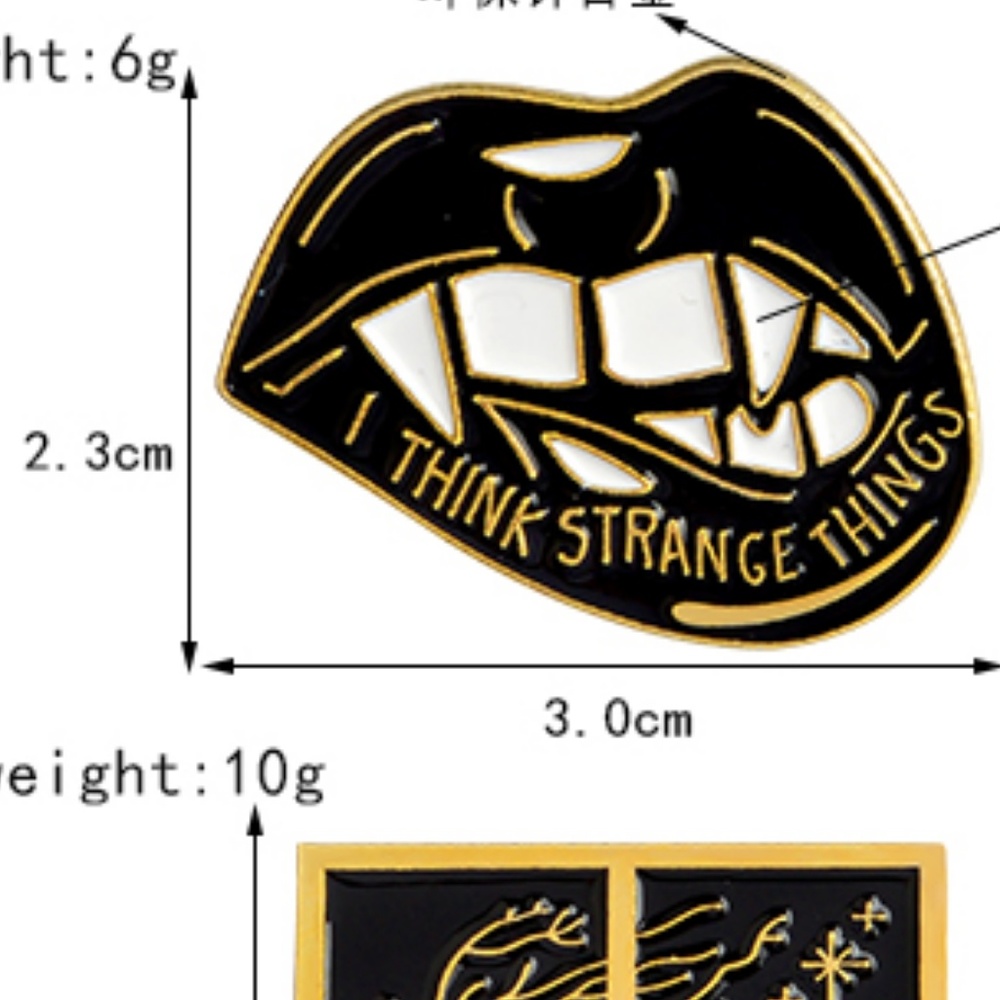 I think Strange Things Enamel Pins Vampire Lips - Picture 2 of 2